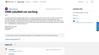 UNM LoboMail not working - Microsoft Community