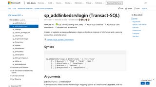 sp_addlinkedsrvlogin (Transact-SQL) - SQL Server | Microsoft Docs