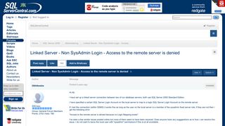 Linked Server - Non SysAdmin Login - Access to the remote server ...