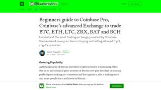 Beginners guide to Coinbase Pro, Coinbase's advanced Exchange to ...