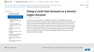 Using a Local User Account as a Service Logon Account - Windows ...