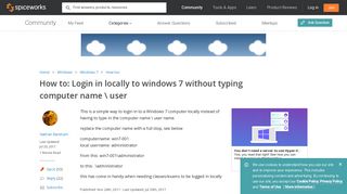How to login locally on Windows 7 without typing computer name  user