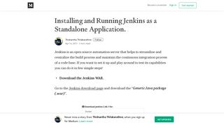 Installing and Running Jenkins as a Standalone Application. - Medium