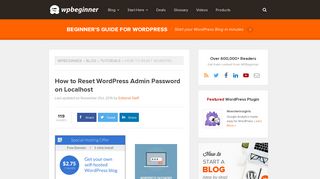 How to Reset WordPress Admin Password on Localhost - WPBeginner