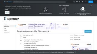 google chrome os - Reset root password for Chromebook - Super User