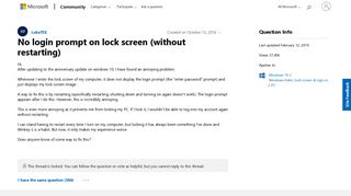 No login prompt on lock screen (without restarting) - Microsoft ...