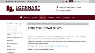 Access Student STAAR Results - Lockhart Independent School District