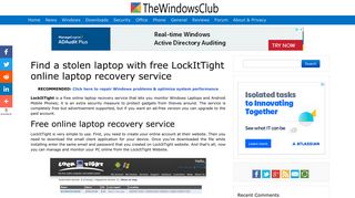 Recover stolen laptop with LockItTight - Software, Review, Download
