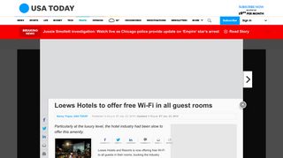 Loews Hotels to offer free Wi-Fi in all guest rooms - USA Today