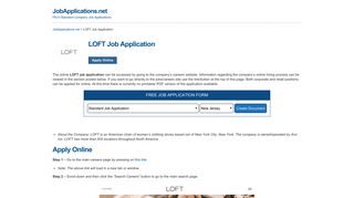 LOFT Job Application - Apply Online