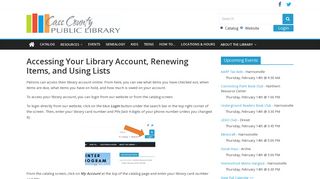 Accessing Your Library Account, Renewing Items, and Using Lists ...