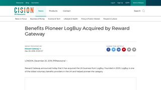 Benefits Pioneer LogBuy Acquired by Reward Gateway - PR Newswire