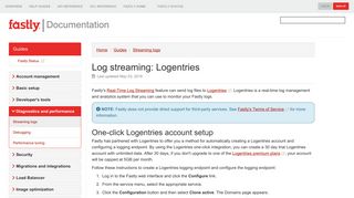 Log streaming: Logentries - Streaming logs | Fastly Help Guides