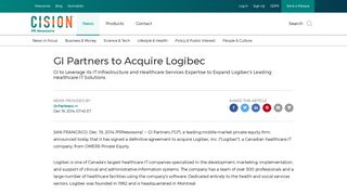 GI Partners to Acquire Logibec - PR Newswire