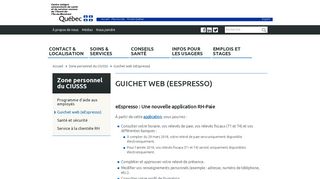 Guichet web (eEspresso) - le Centre intégré universitaire de santé et ...