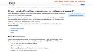 Making Webmail Remember Addresses | Tiger Technologies Support