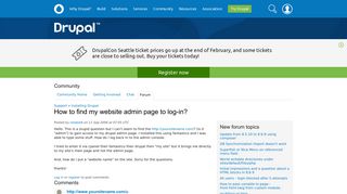 How to find my website admin page to log-in? | Drupal.org