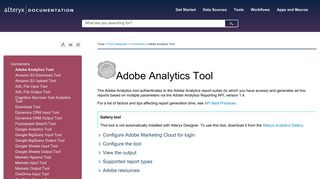 Adobe Analytics Tool - Alteryx Help and Documentation