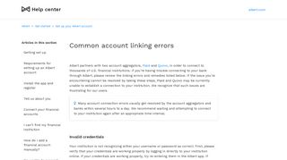 Common account linking errors – Albert
