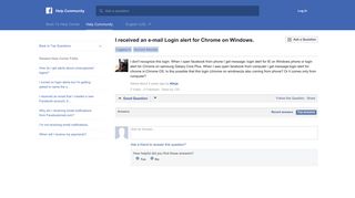 I received an e-mail Login alert for Chrome on Windows. | Facebook ...