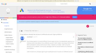 Solved: Email address already has access to AdWords account: login ...