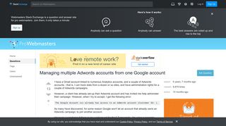 Managing multiple Adwords accounts from one Google account ...