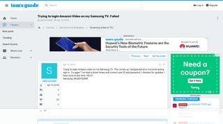 Trying to login Amazon Video on my Samsung TV. Failed [Solved ...