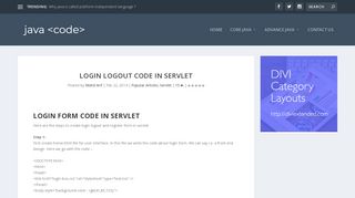 Login Logout Code in Servlet | Java Code