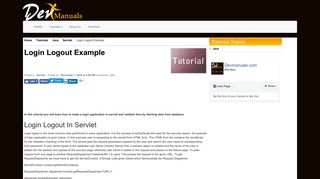 Login Logout Example - DevManuals.com