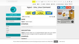 logout - Unix, Linux Command - Tutorialspoint