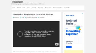 CodeIgniter Simple Login Form With Sessions | Webslesson