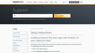 Setup instructions - Amazon Pay