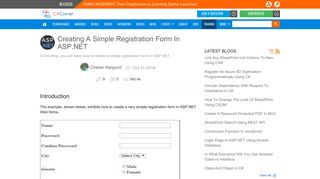 Creating A Simple Registration Form In ASP.NET - C# Corner