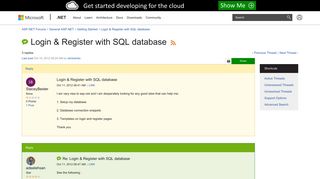 Login & Register with SQL database | The ASP.NET Forums