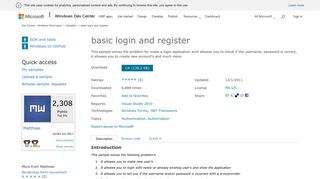 Windows 8 basic login and register sample in C# for Visual Studio ...