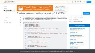 Creating a registration and login page using PHP MYSQLI - Stack ...