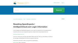 Resetting SpamExperts / AntiSpamCloud.com Login information ...