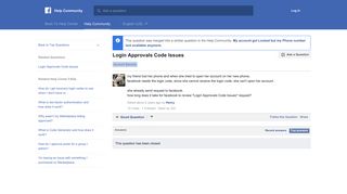 Login Approvals Code Issues | Facebook Help Community | Facebook