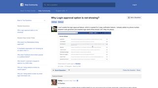 Why Login approval option is not showing? | Facebook Help ...
