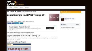 Login Example in ASP.NET using C# - DevManuals.com
