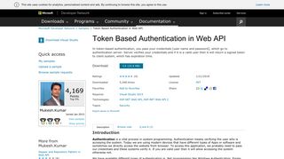 Token Based Authentication in Web API in C#, SQL for Visual Studio ...