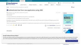 Authenticate User from Java application using JDBC | InterSystems ...