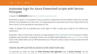 Automate login for Azure Powershell scripts with Service Principals