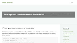 IMAP Login: BAD Command received in Invalid state. – Chilkat Tech ...