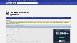 Cant login, need help pls. - Battlefield 2142 Message Board for PC ...