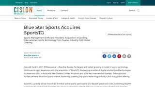 Blue Star Sports Acquires SportsTG - PR Newswire