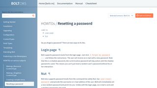 Resetting a password | Bolt Documentation
