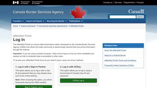 Log in to the eManifest portal - CBSA