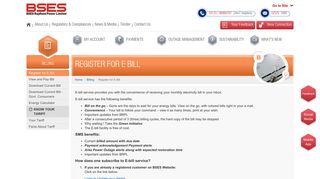 Register for E Bill - BSES Rajdhani Power Limited
