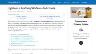 Login Form in Java Swing With Source Code Tutorial - Tutorials Field